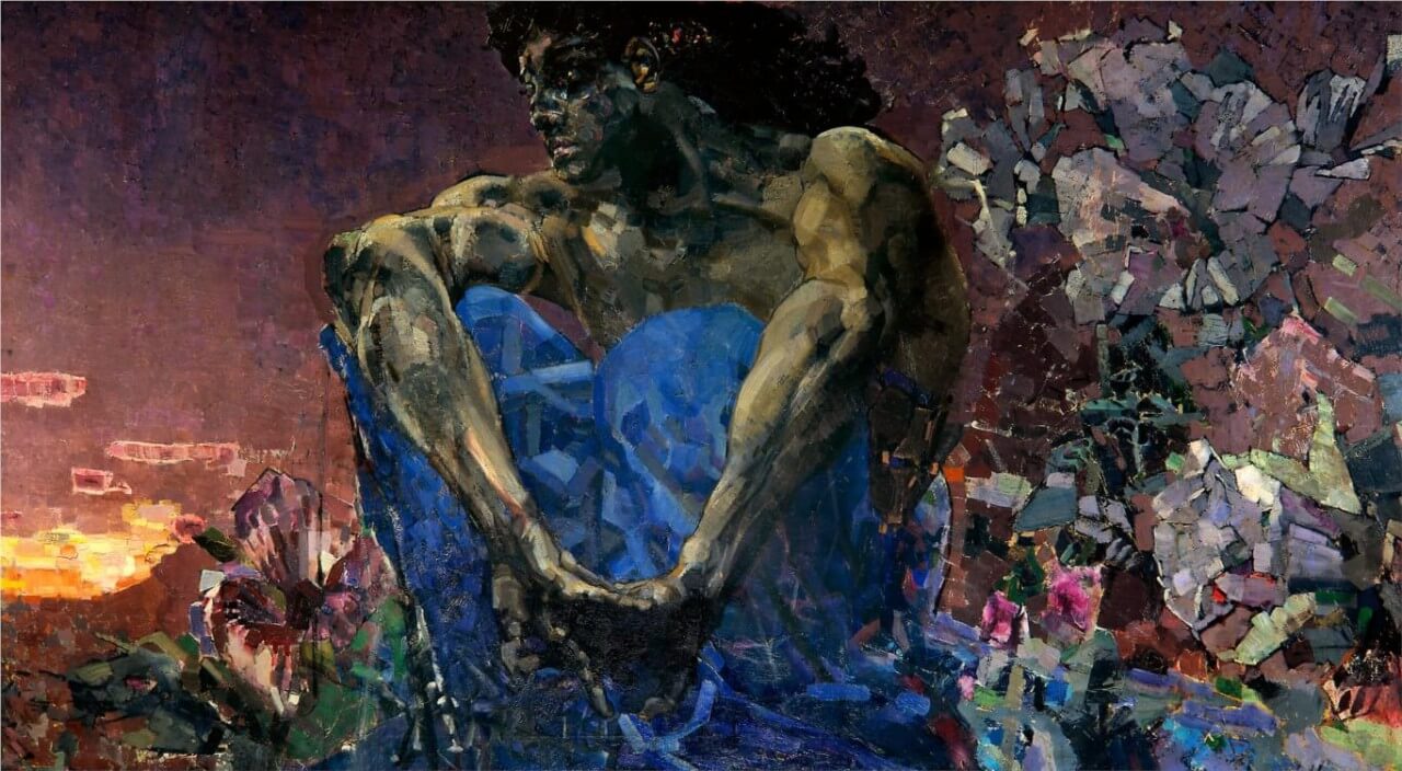 The Demon Seated Painting by Mikhail Vrubel - Description