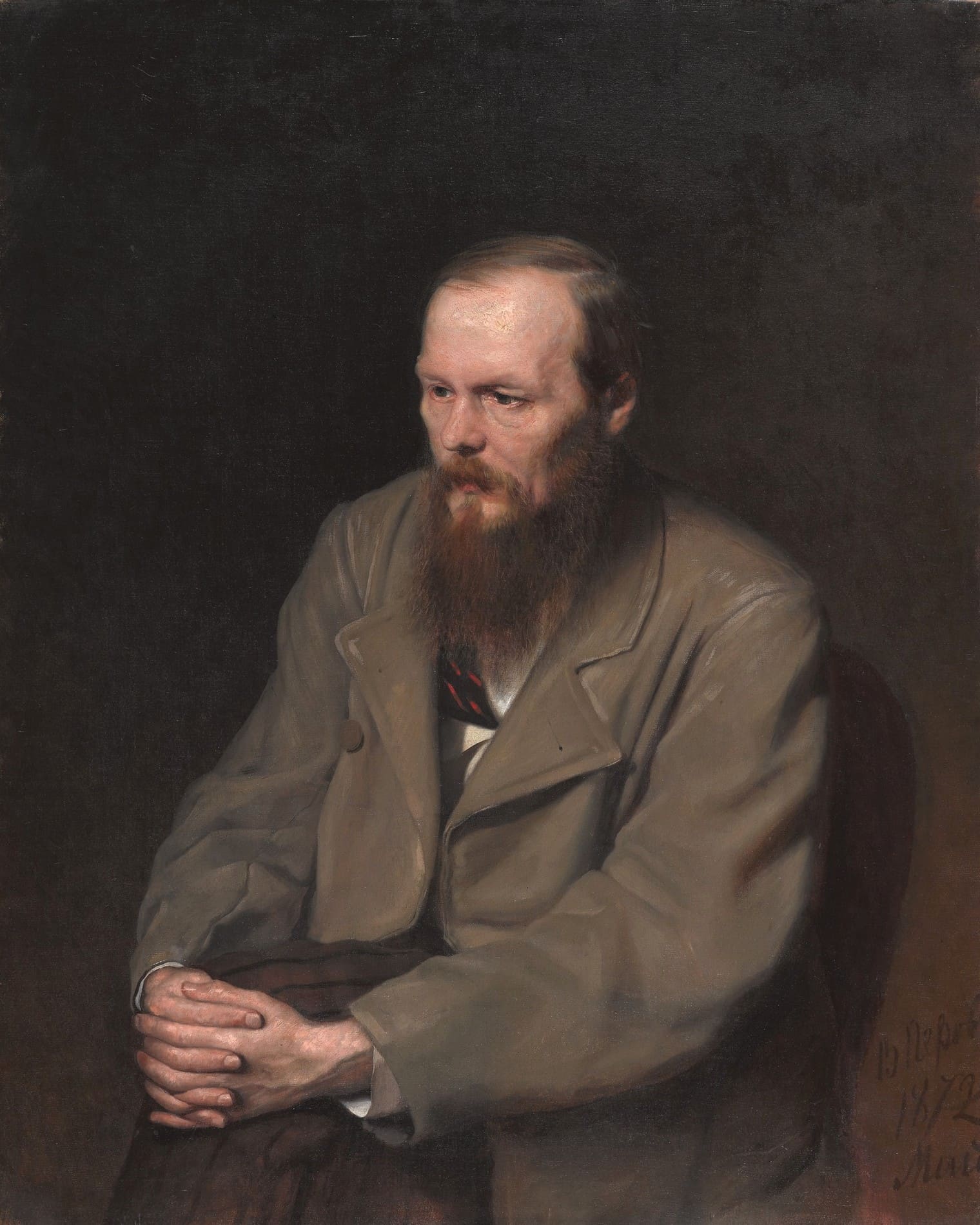 Portrait of the writer F. M. Dostoevsky, Perov - Description of the Painting