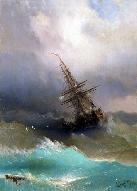 "Ship in a stormy sea" by Ivan Aivazovsky