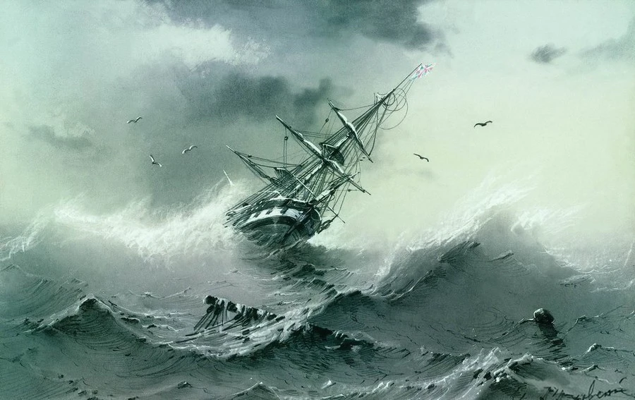 Sinking ship, Ivan Konstantinovich Aivazovsky - Description of the Painting