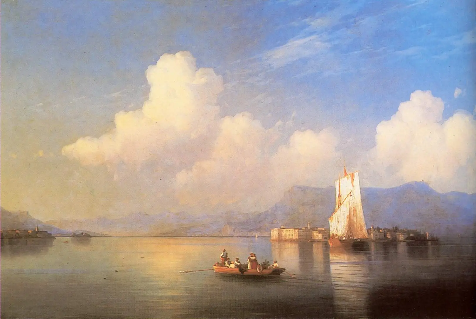 "The Italian landscape. The Evening", Aivazovsky - Description of the Painting