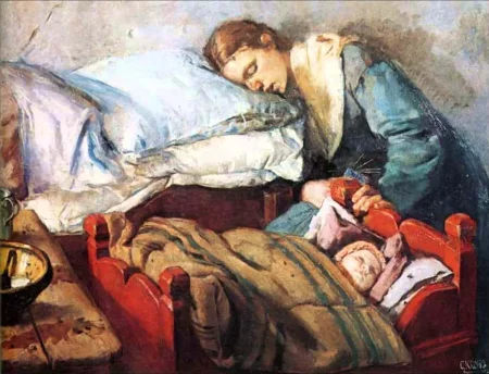 Sleeping Mother, Christian Krohg - Description of the Painting