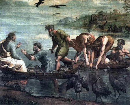 The Miraculous Draught of Fishes, Raphael Santi - Description