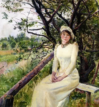 Young Woman on a Bench, Christian Krohg - Description of the Painting
