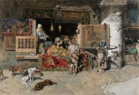 The carpet seller, Mariano Fortuny - Description of the Painting