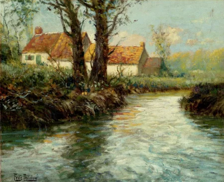 Houses on the edge of the shore, Frits Thaulow