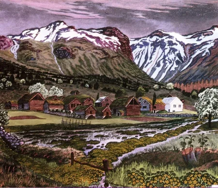 Mountain landscape, Nikolai Astrup - Description of the Painting