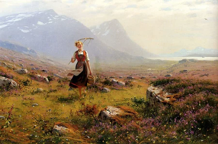 Return from the fields, Hans Dahl - Description of the Painting
