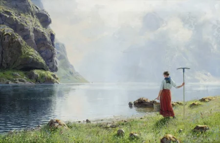 The Girl in the Fjord, Hans Dahl - Description of the Painting