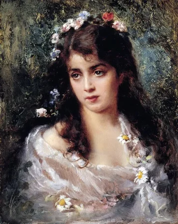 Girl dressed as Flora, Konstantin Makovsky